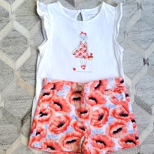 Janie and Jack floral shorts with matching shirt.  Worn once.